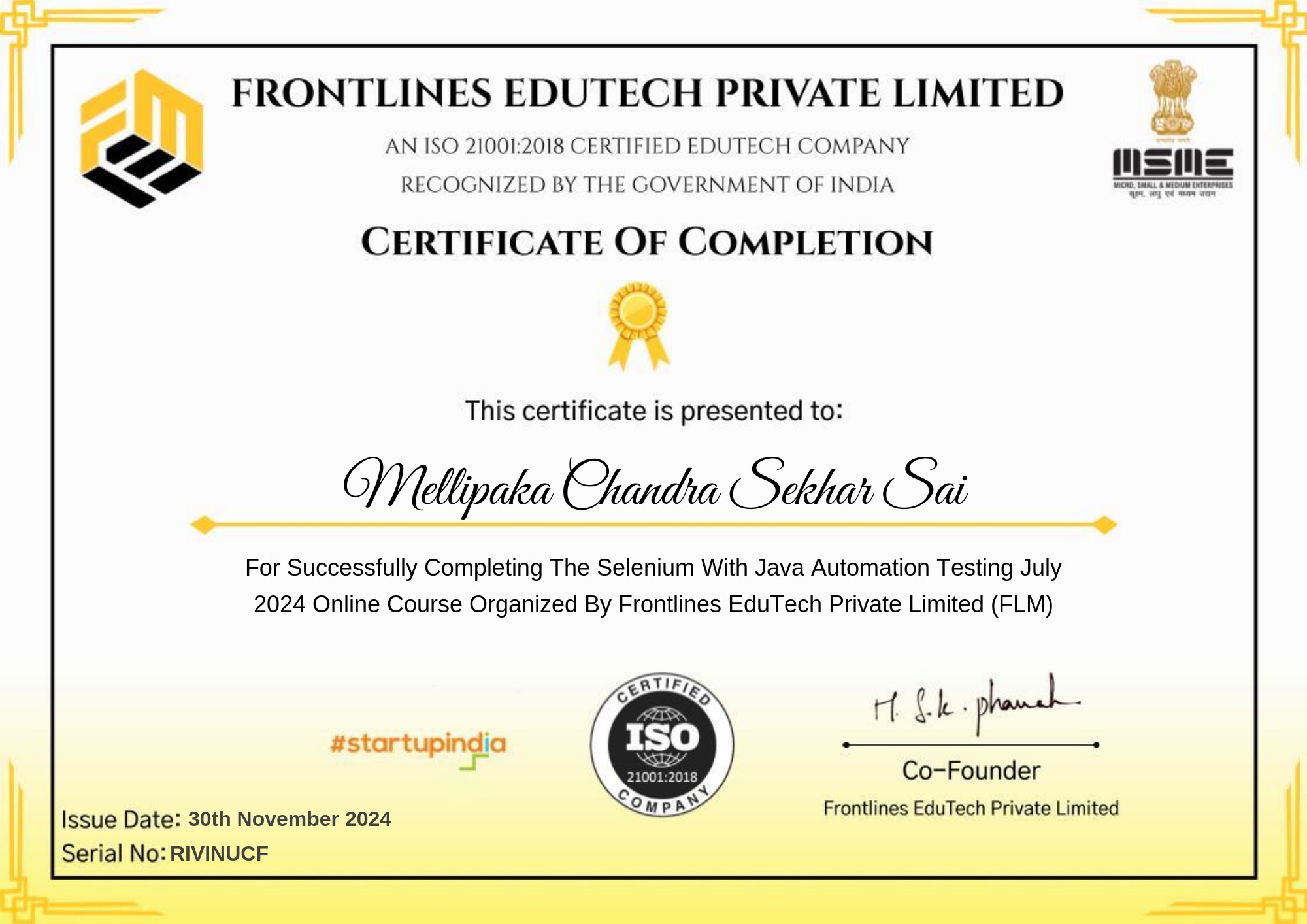 Selenium with Java Automation Testing Certificate